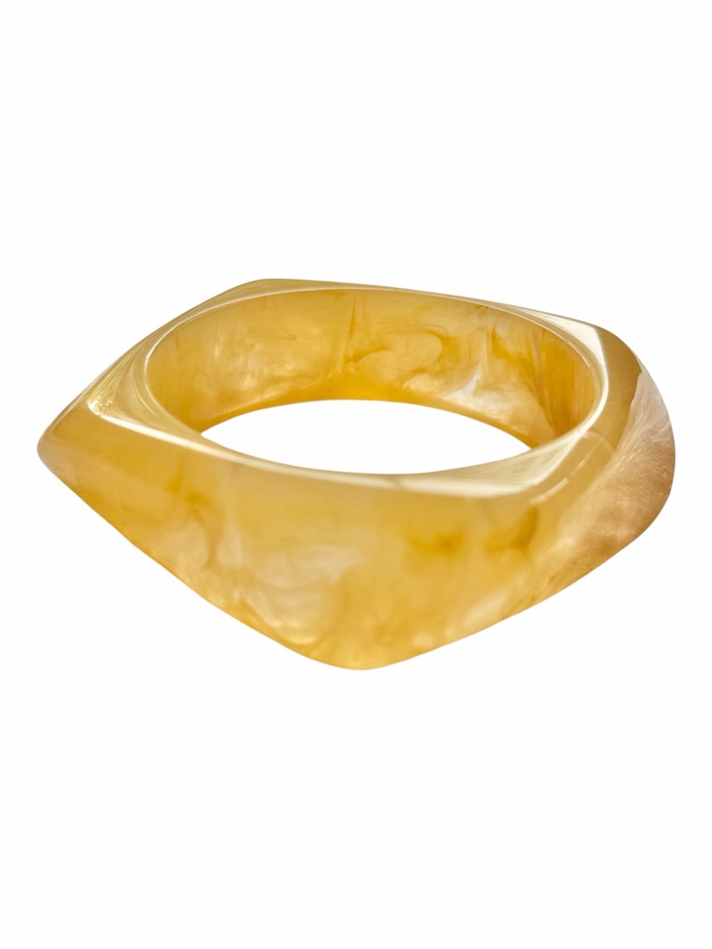 Vintage Retro Butterscotch swirl Resin Angular Bangle bracelet 50’s